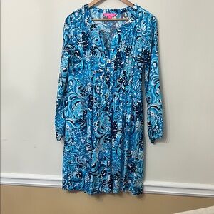 Lilly Pulitzer Blue Printed Tunic Dress – Size Medium